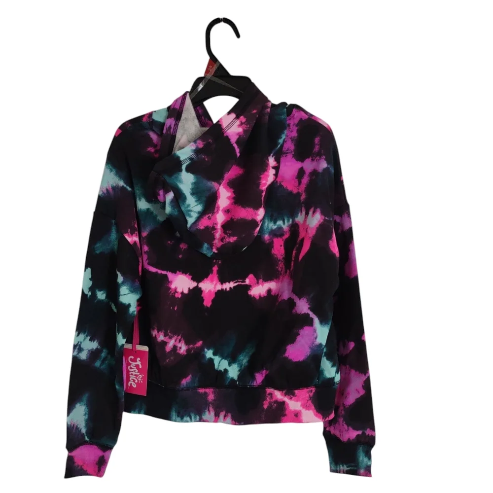 NWT Justice M(10) Tie Dye Cropped Hoodie